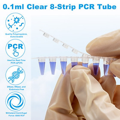 8-Strip PCR 0.2ml, nắp phẳng (8-Strip PCR Tubes), 125 Strip/hộp, hàng nhập khẩu chính hãng