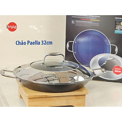Chảo Paella iMat Hybrid 32cm màu xanh