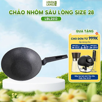 Chảo nhôm chống dính Lebenlang LBL2513, size 28 sâu lòng, tay cầm nhựa, dùng cho các loại bếp - hàng chính hãng