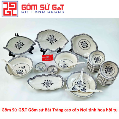 Bộ đồ ăn 10 người vẽ hoa móc set 1 Gốm Sứ G&T