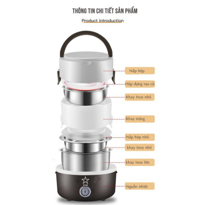 Hộp Đựng Cơm 3 Tầng Có Lõi Hâm Nóng – Thêm Túi Giữ Nhiệt Cao Cấp Chính Hãng miDoctor