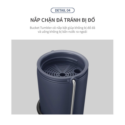 Bình giữ nhiệt Lock&Lock Bucket Tumbler Nắp đậy có ống hút - Màu hồng LHC4268DPIK 540ml - Hàng chính hãng thép không gỉ quai xách tiện lợi - JoyMall