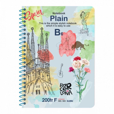 Sổ ruột trơn lò xo đơn KLONG B6 200 trang 70/76; MS: 985