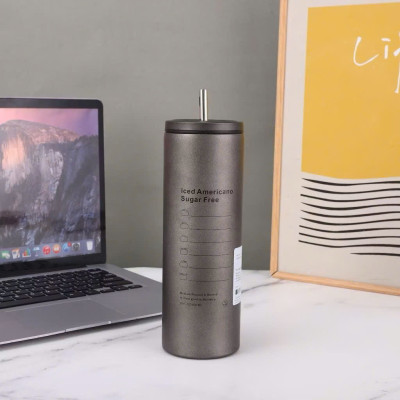 Ly Giữ Nhiệt 600ml Inox 304 Đúc Liền Khối Cao Cấp, Có Nắp Đậy Kèm Ống Hút - HÀNG CHÍNH HÃNG MINIIN