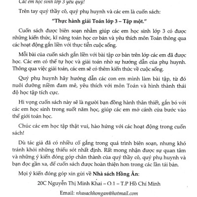 Sách tham khảo- Thực Hành Giải Toán Lớp 3 - Tập Một (Biên Soạn Theo Chương Trình GDPT Mới)_HA