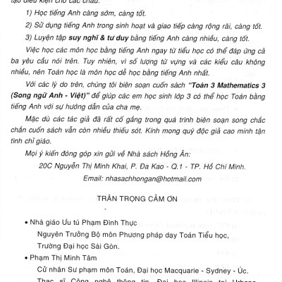 Toán 3 - Mathematics 3 (Song Ngữ Anh Việt)  - HA