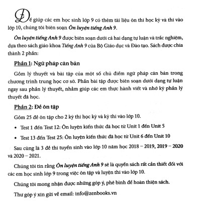 Ôn Luyện Tiếng Anh Lớp 9 - Không Đáp Án (Tái Bản - Có Chỉnh Lý)