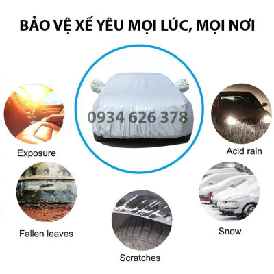 Bạt phủ xe ô tô Toyota Vios 3 lớp tráng bạc thông minh, chất liệu vải dù oxford cao cấp, áo chùm bảo vệ xe 4,5,7 chỗ