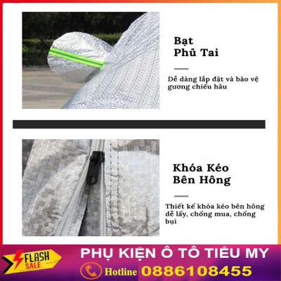 Bạt Phủ Xe Ô Tô Kia Morning, Soluto, Cerato, Seltos, K3, Rondo, Optima, Chất Liệu Tráng Nhôm 3 lớp
