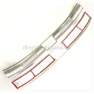 BỘ SẢN PHẨM Nẹp bước chân và ốp chống trầy cốp Hyundai Santafe 2019 - Mẫu Inox