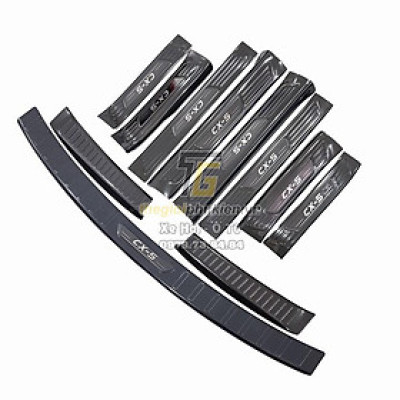 COMBO Nẹp bước chân và ốp chống trầy cốp Mazda CX5, CX-5 2018-2020 vân Carbon
