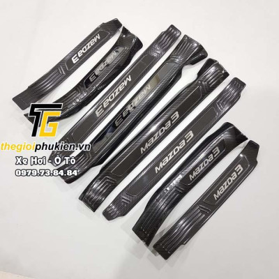 Bộ Ốp bậc cửa, Nẹp bước chân Mazda 3 2015-2019 vân Carbon