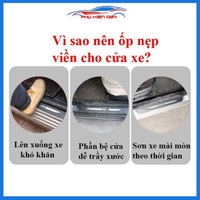 Bộ nẹp bước chân trong ngoài vân Cacbon xe Civic 2016-2017 2018-2019-2020 chống trầy làm đẹp ô tô