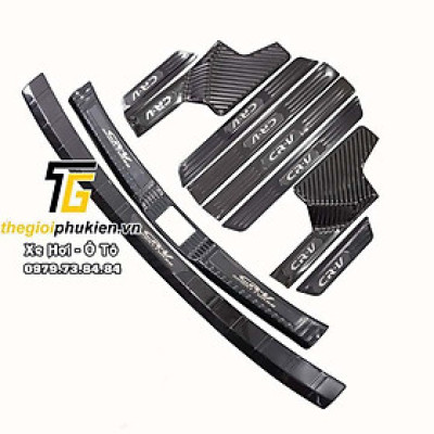 COMBO Nẹp bước chân và ốp chống trầy cốp Honda CRV, CR-V vân Carbon