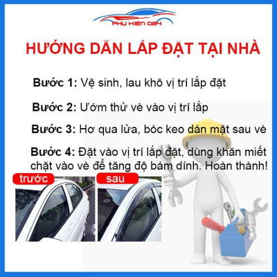 Vè mưa Fortuner 2009-2016 vè đen che mưa bảo vệ trang trí xe