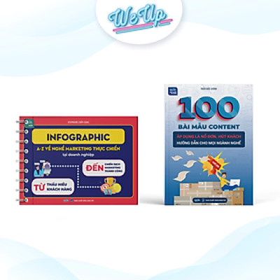 Combo 2 sách: Infographic A-Z về nghề Marketing thực chiến và 100 Bài mẫu content áp dụng là nổ đơn