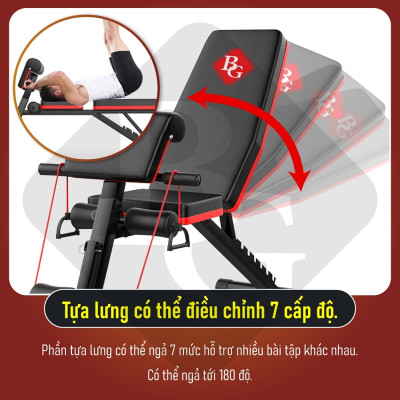 BG Ghế tập tạ đa năng SU-222 ,Ghế tập thể dục đa năng - Hỗ trợ tập các bài tập tạ, cơ bụng, cơ tay gấp gọn - Chất liệu khung thép và đệm xốp bọc da PU (hàng nhập khẩu)