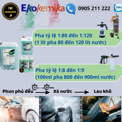 Bio 35 - 5 lít tặng kèm bình phun bọt tuyết 2 lít - Dung dịch rửa xe không chạm - Nước rửa xe bọt tuyết - Ekokemika