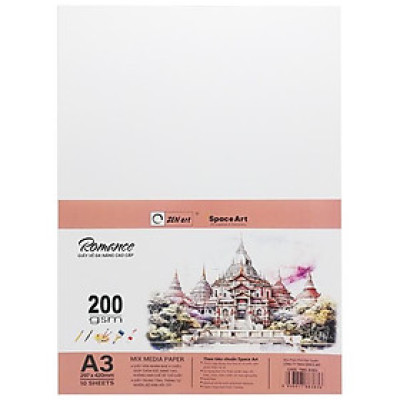 Giấy Vẽ Đa Năng Romance - A3 200gsm - Mix Media Paper - Zen Art TMG 8383 (10 Tờ)