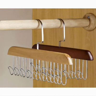 Móc gỗ KGMT08 treo cà vạt thắt lưng cán gỗ 8 nhánh treo đồ đa năng, móc treo áo lót, túi dễ tiện dụng- Hàng chính hãng