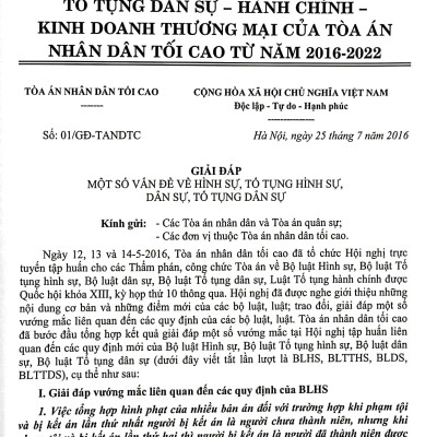 Giải Đáp Vướng Mắc Trong Nghiệp Vụ Xét Xử Của Tòa Án Nhân Dân Tối Cao Và Hệ Thống 63 Án Lệ (Mới Nhất)