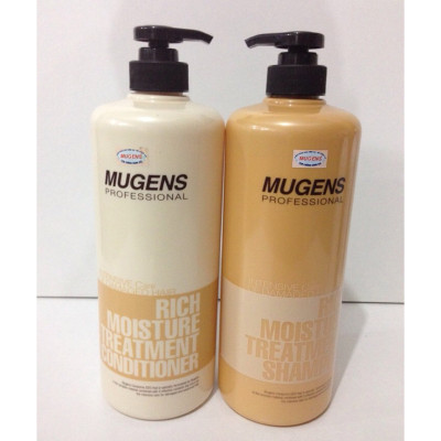 Bộ dầu gội - dầu xả dưỡng chất Mugens Rich Moisture Treatmen 2x1000ml + Móc khóa