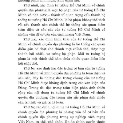 Tư tưởng Hồ Chí Minh về chính quyền địa phương và vận dụng xây dựng, hoàn thiện chính quyền địa phương ở Việt Nam hiện nay (Sách chuyên khảo)