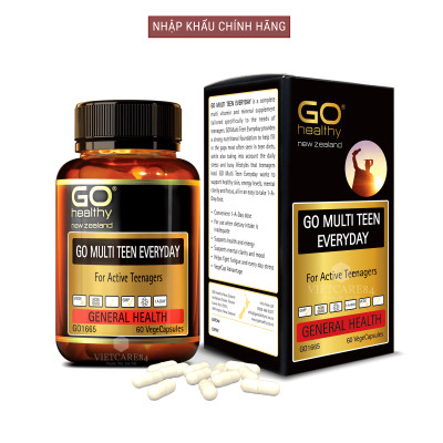 Viên uống dành cho tuổi teen nhập khẩu chính hãng New Zealand GO MULTI TEEN EVERYDAY (60 viên)  bổ sung 32 vitamin, khoáng chất và một số dưỡng chất hỗ trợ duy trì và tăng cường sức khỏe cho trẻ ở tuổi tăng trưởng, tuổi dậy thì