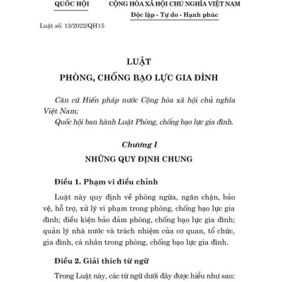 Luật phòng, chống bạo lực gia đình năm 2022 - bản in 2024