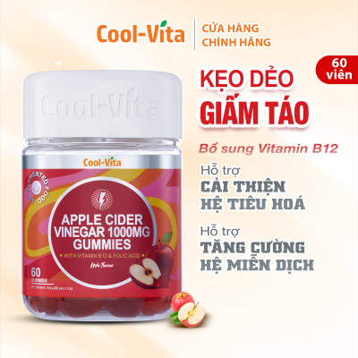 Combo 2 Hộp Kẹo Dẻo Giấm Táo Vitamin B12 Hỗ Trợ Tiêu Hóa, Tăng Cường Miễn DịchCoolvita (60 viên x 3g)/hộp