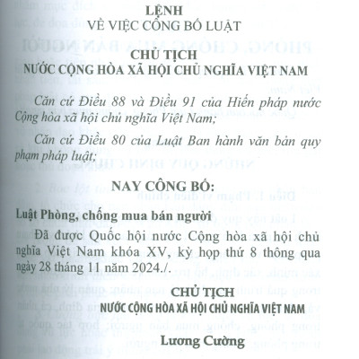 Luật Phòng, Chống Mua Bán Người Năm 2024
