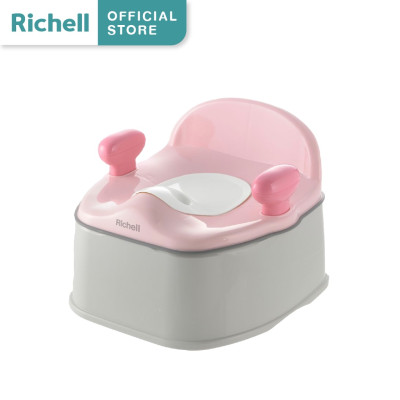Bô vệ sinh kèm bệ lót thu nhỏ bồn cầu Richell Nhật Bản chất liệu kháng khuẩn có tay vịn cho bé | Baby