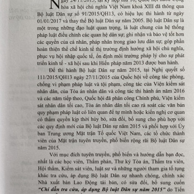 Chỉ Dẫn Tra Cứu, Áp Dụng Bộ Luật Dân Sự Năm 2015