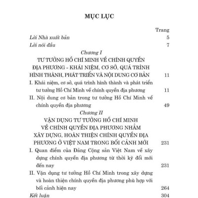 Tư tưởng Hồ Chí Minh về chính quyền địa phương và vận dụng xây dựng, hoàn thiện chính quyền địa phương ở Việt Nam hiện nay (Sách chuyên khảo)