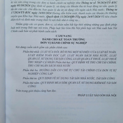 Sách Cẩm Nang Dành Cho Kế Toán Trưởng Đơn Vị Hành Chính Sự Nghiệp - V2509D