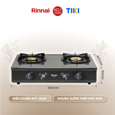 Bếp gas dương Rinnai RV-740A(GF) mặt bếp men và kiềng bếp men - Hàng chính hãng.