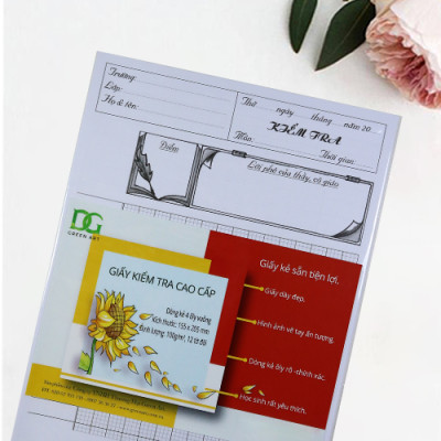 Giấy kiểm tra 4 ô ly giấy dày đẹp, viết êm kẻ ô rõ ràng dùng tiện lợi cho học sinh 12 tờ đôi GKTL1-05 Green Art - Hàng chính hãng
