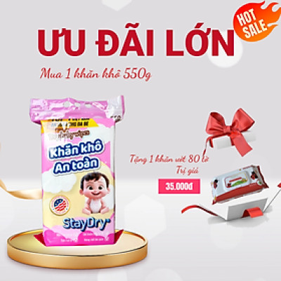 Khăn khô an toàn StayDry 550g tặng khăn ướt 80 tờ