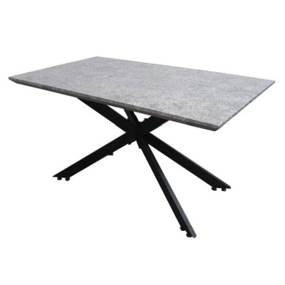 Bàn ăn mặt gỗ giả đá màu xám 1m4 chân sắt sơn tĩnh điện chữ X nhập khẩu TN 1217-14W  đẹp cao cấp sang trọng tại TpHCM