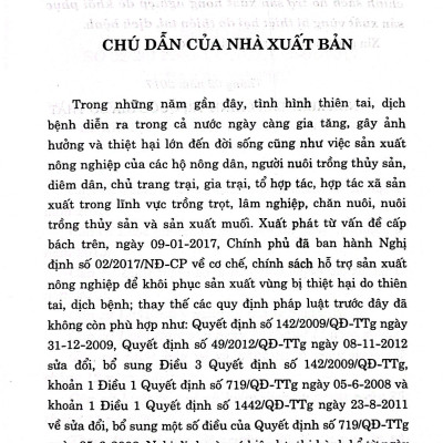 Quy Định Pháp Luật Về Cơ Chế, Chính Sách Hỗ Trợ Sản Xuất Nông Nghiệp Để Khôi Phục Sản Xuất Vùng Bị Thiệt Hại Do Thiên Tai, Dịch Bệnh