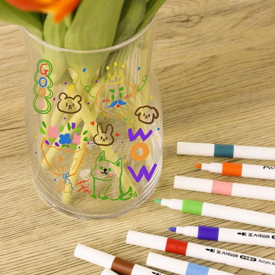 Bộ Bút Màu Acrylic Marker 12/24/36/48/60 Bút Cao Cấp Màu Sắc Tươi Sáng