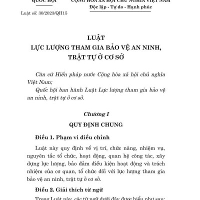 Luật lực lượng tham gia bảo vệ an ninh, trật tự ở cơ sở (bản in 2024)