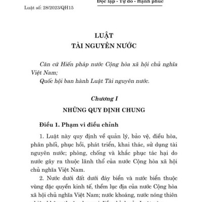 Luật tài nguyên nước ( bản in 2024)
