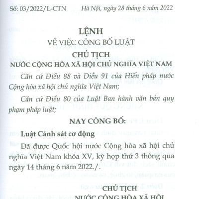 Luật Cảnh Sát Cơ Động Năm 2022