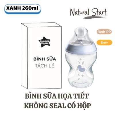 Bình Sữa PP Ty Siêu Mềm Tự Nhiên Tommee Tippee Natural Start 260ml, Núm Ty Của Bình 3-6 Tháng, Xanh Dương (Bình Đôi)