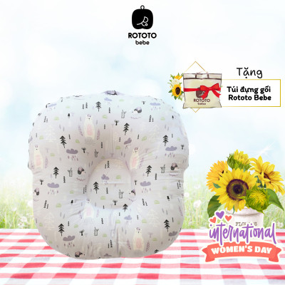 Gối chống trào ngược cho bé - Gối chữ C cao cấp nhập khẩu ROTOTO (Vàng họa tiết chim sẻ)