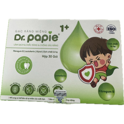 Gạc răng miệng chống sâu răng DR.PAPIE /Hộp 30 gói - Chắc răng , làm sạch khoang miệng Cho Bé từ 1 tuổi trở đi