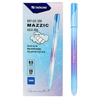 Hộp 20 Bút Gel Xóa Được 0.5 mm - Mazzic Thiên Long GELE-006 - Mực Xanh