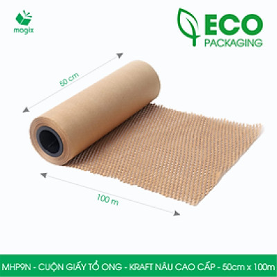 MHP9N - 50cm x 100m - Cuộn giấy tổ ong chống sốc - Kraft nâu Cao Cấp - Giấy gói hàng, gói quà