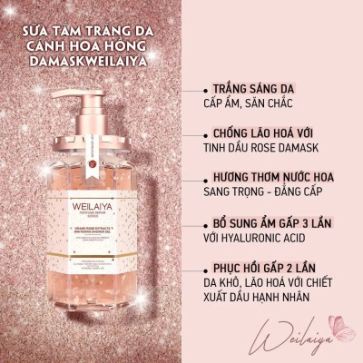 Set quà tặng gồm Cặp gội xả gừng xanh nguyên chất và Sữa tắm trắng da Weilaiya Tặng Minisize dầu gôi thượng lưu - Gói hộp quà sang trọng